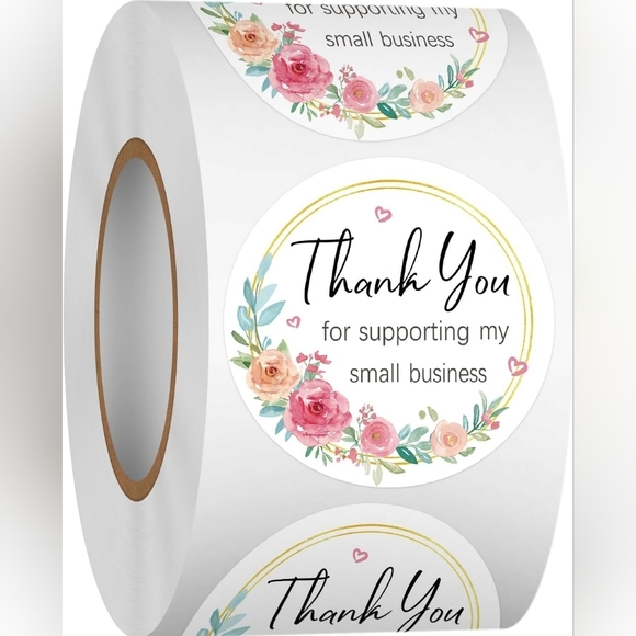 1.5" Floral Roses 🌹💐Thank You For Supporting My Small Business Stickers🌹💐 - Picture 1 of 6